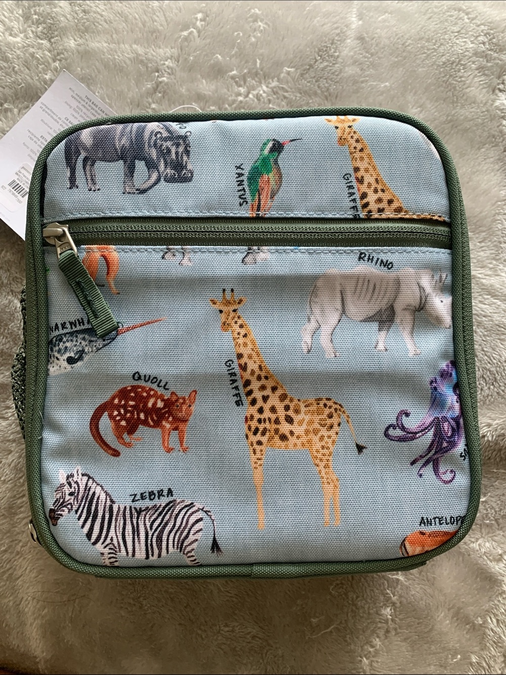 Pottery Barn Kids Mackenzie Lunch Box - Light Blue with Green Trim